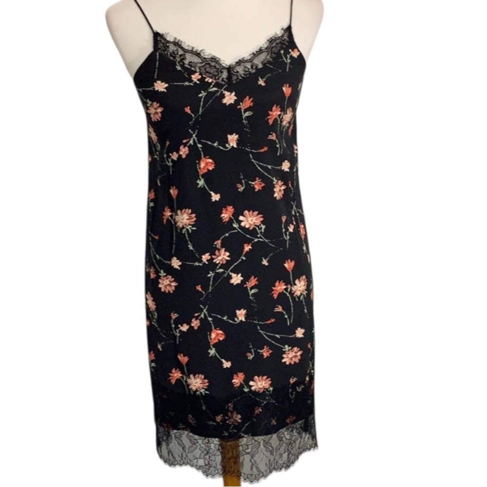 Chelsea28 XXS Black Floral Lace Trim Slip Dress NWT Nordstrom